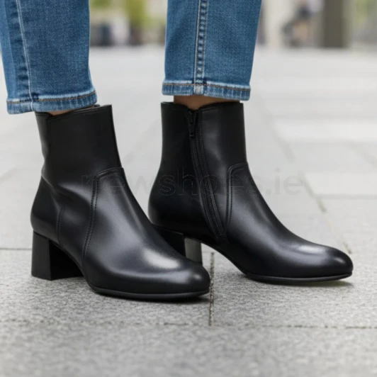 Gabor 8063.01.001 Black Leather Wide Fit Ankle Boot | newshoes.ie
