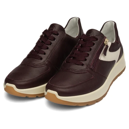 Ara New York 12-25112-18 (H Fitting) Burgundy Cream Wide Fit Sneaker | newshoes.ie