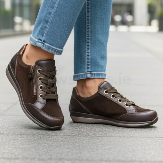 Ara Osaka 12-64587-23 (H Fitting) Dark Brown Wide Fit Sneaker | newshoes.ie