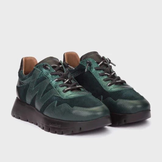 Wonders Odisei 110 Alpine Green Women's Leather Sneaker | newshoes.ie
