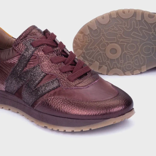 Wonders Towanda 10 Burgundy Leather Women's Sneaker | newshoes.ie