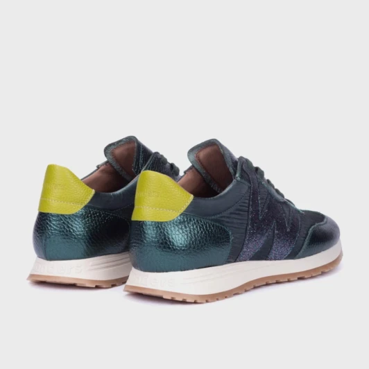 Wonders Towanda 10 Alpine Green Metallic Leather Women's Sneaker | newshoes.ie