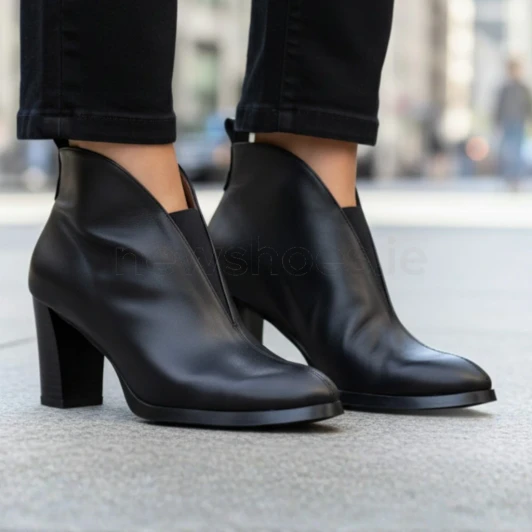 Wonders Vflex 12 L-1112 Black Block Heel Bootee | newshoes.ie