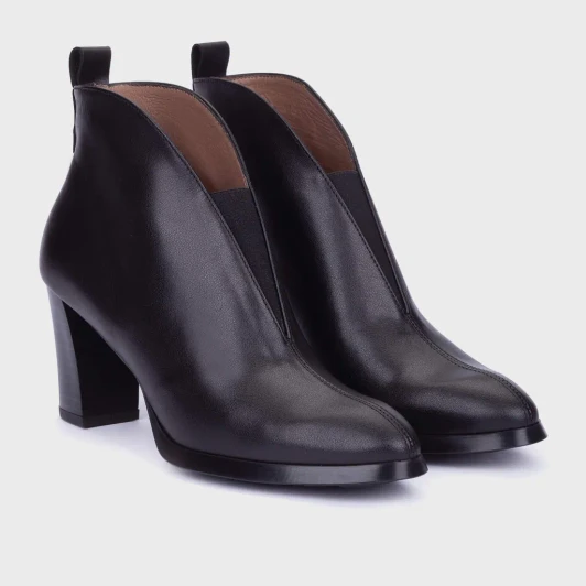 Wonders Vflex 12 L-1112 Black Block Heel Bootee | newshoes.ie