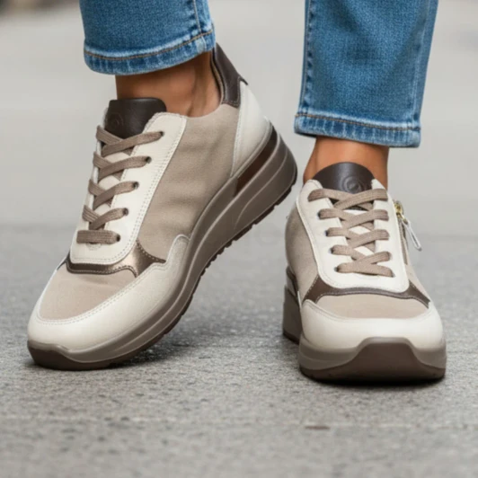 Ara Garda 12-57702-95 (H Fitting) Cream Cashmire Wide Fit Women's Sneaker | newshoes.ie