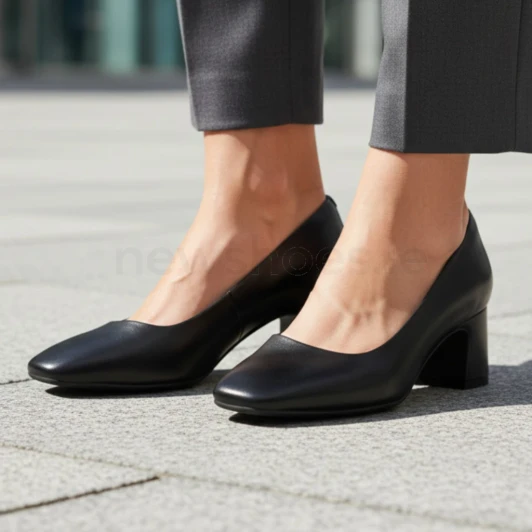 Clarks Fernie Court 26183032 Black Leather Block Heel Dress Shoe | newshoes.ie