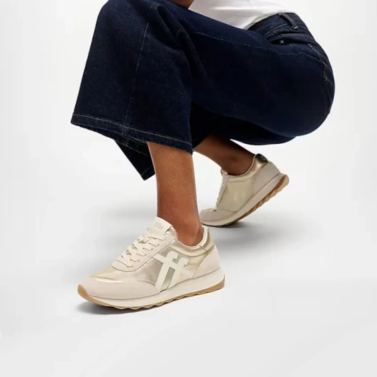 Fitflop RETRO-Q A5Q-675 Gold Metallic Sneakers | newshoes.ie