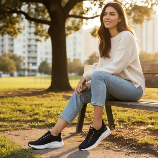 Skechers Slip-ins: Contour Foam - Cozy Fit Golden Hour 150413 BKRG Black Rose Gold Women's Sneaker | newshoes.ie