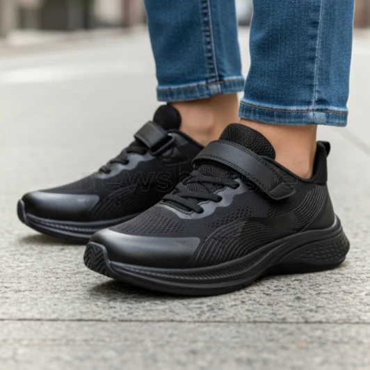 Clarks Lumen Hero 26189665 Black Velcro Trainer | newshoes.ie