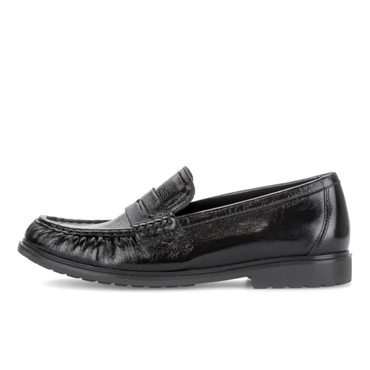 Gabor 4009.01.001 Black Leather Block Heel Loafer | newshoes.ie