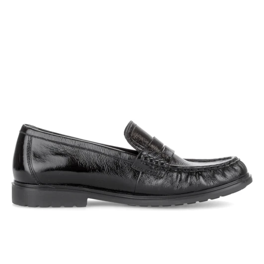 Gabor 4009.01.001 Black Leather Block Heel Loafer | newshoes.ie