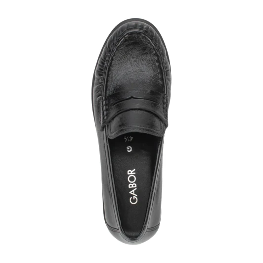 Gabor 4009.01.001 Black Leather Block Heel Loafer | newshoes.ie
