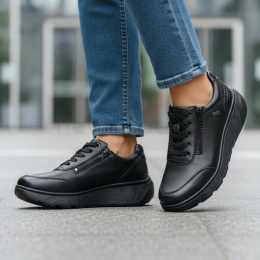 G Comfort S-2725S Black Leather Waterproof Casual Shoe | newshoes.ie