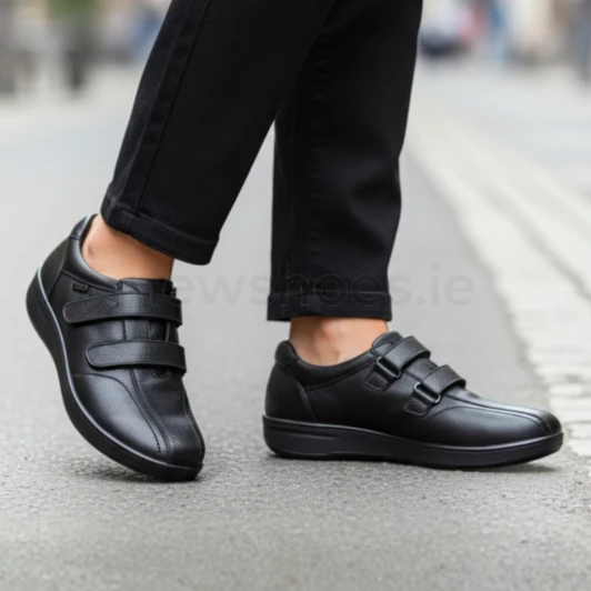 G-Comfort P-6507S Black Soft Leather Wide Fit Twin Velcro Waterproof Casual Shoe | newshoes.ie