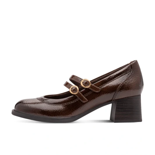 Jana 8-24361-47 308 Brown Patent Two Strap Dress Shoe | newshoes.ie