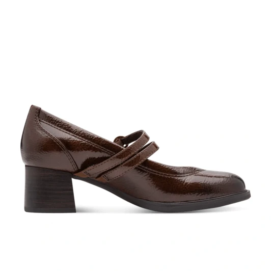 Jana 8-24361-47 308 Brown Patent Two Strap Dress Shoe | newshoes.ie