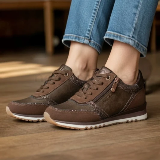 Marco Tozzi 2-23704-47 353 Chocolate Brown Sparkly Sneaker | newshoes.ie