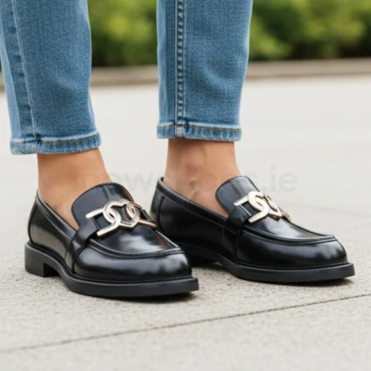 Marco Tozzi 24307-47 011 Black Brush Block Heel Loafer | newshoes.ie