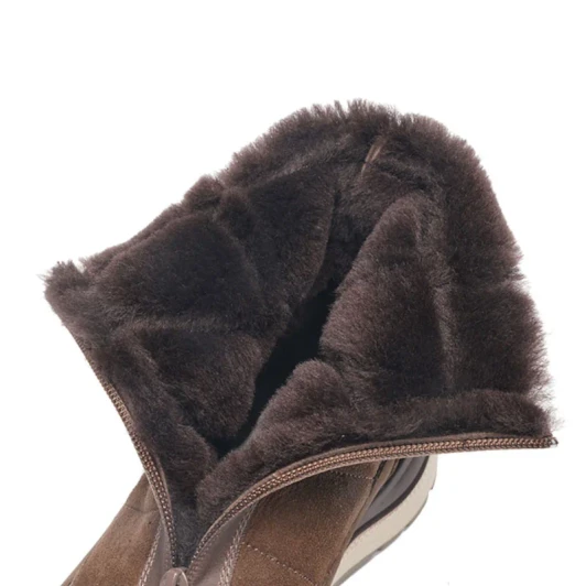 G Comfort R-55101BS Brown Nubuck Front Zip Wide Fit Women's Weatherproof Boot | newshoes.ie
