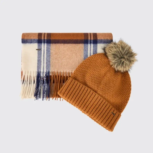 Dubarry Newbawn Hat & Scarf Gift Set - Ochre 9578-84 | newshoes.ie