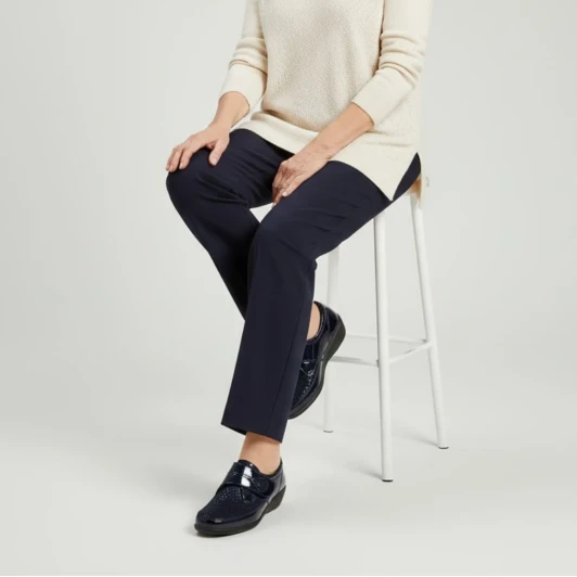 Softmode Elma 6432-24 Navy Patent Stretch 2E Wider Fitting Women's Velcro Shoe | newshoes.ie