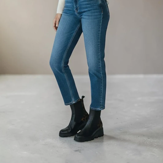 Wonders Toronto 32 G-7032 Black Wedge Leopard Print Heel Chelsea Boot | newshoes.ie