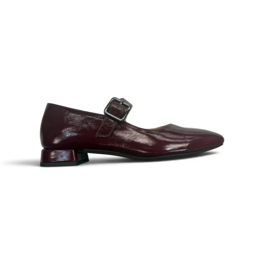 Unisa Culver F26 VER Wine Patent Mary Janes Flat Pump | newshoes.ie