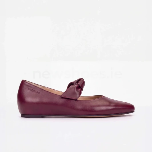 Wonders Triana 40 A-3840 Wine Leather Bow Ballerinas | newshoes.ie