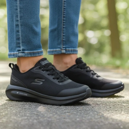 Skechers Waterproof: Plush Foam - Morning Dew 150574 Black Women's Sneaker | newshoes.ie