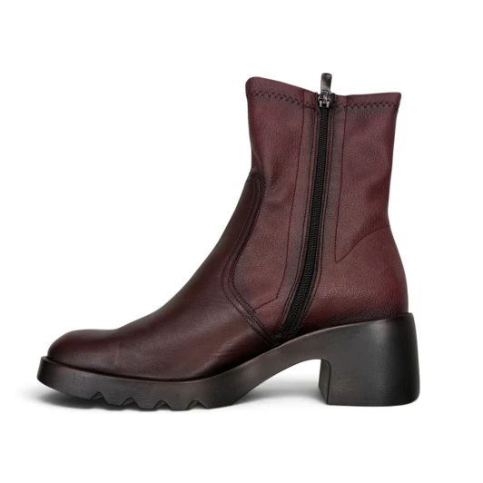 Pepe Menargues 21232 Burgundy Sockette Boot With Side Zip | newshoes.ie
