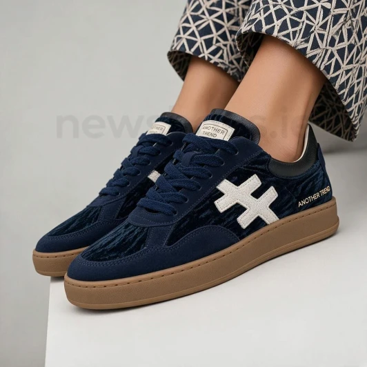Another Trend A034 85 Baby Silk Blue Terciopelo Sneaker | newshoes.ie