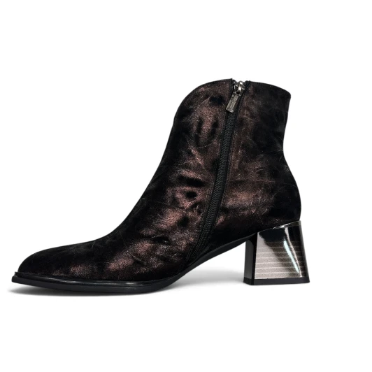 Loretta Vitale C38161 Bronze Pewter Block Heel Ankle Boot | newshoes.ie