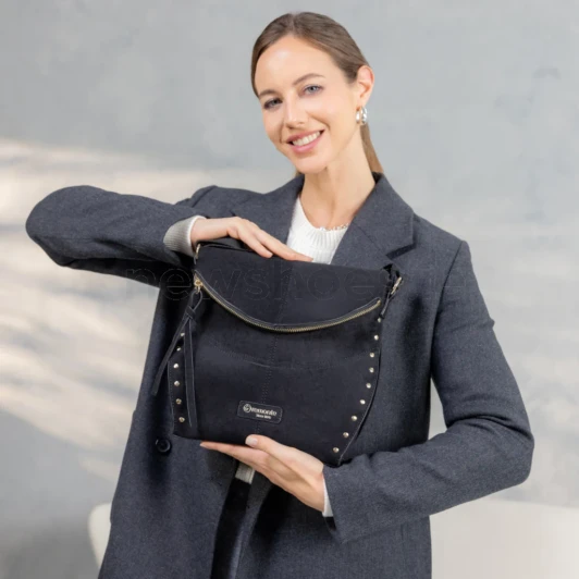 Remonte Q0746-00 Black Suede Crossbody Bag | newshoes.ie