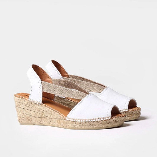Toni Pons Teide White Leather Espadrille Wedge Sandal