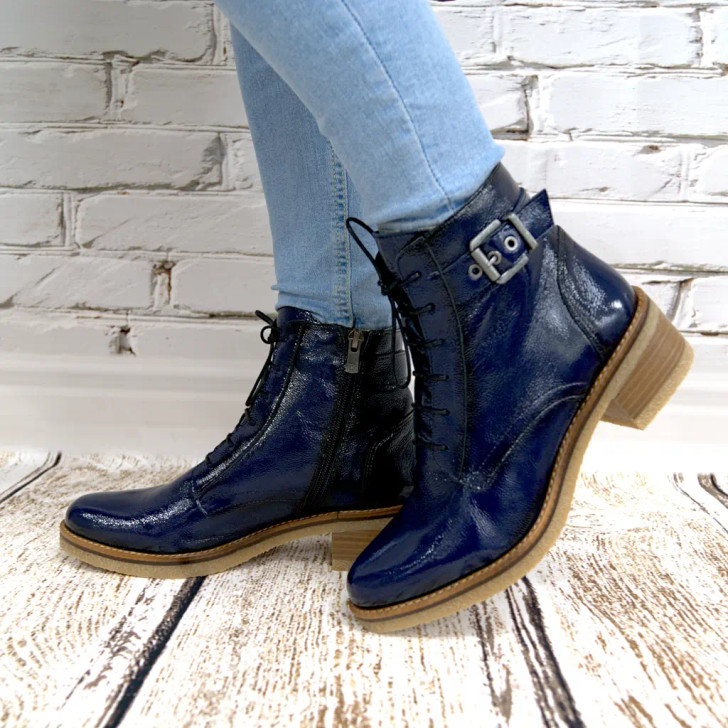 Fluchos Lucero D8686 Navy Patent Ankle Boots