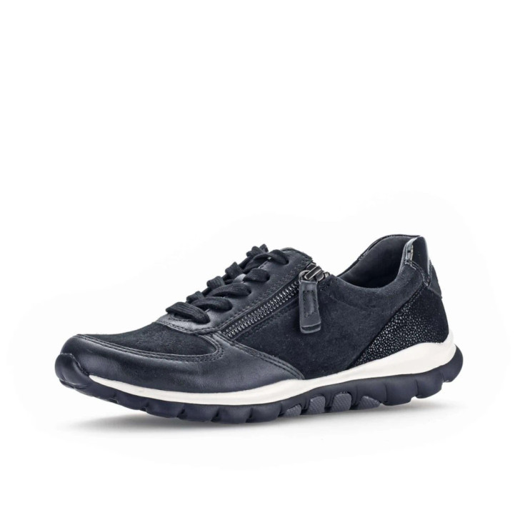 Gabor Rolling Soft 36.968.66 Navy Leather Classic Trainer