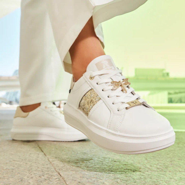 Rieker Evolution W1202-82 White & Gold Sneaker