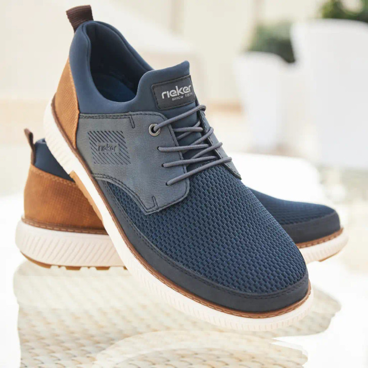 Rieker B3354-14 Navy & Tan Wider Fit Sneaker