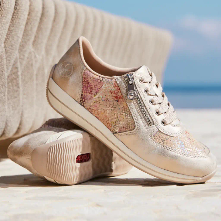 Rieker N1112-91 Gold Multicolor Wide Fit Sneaker