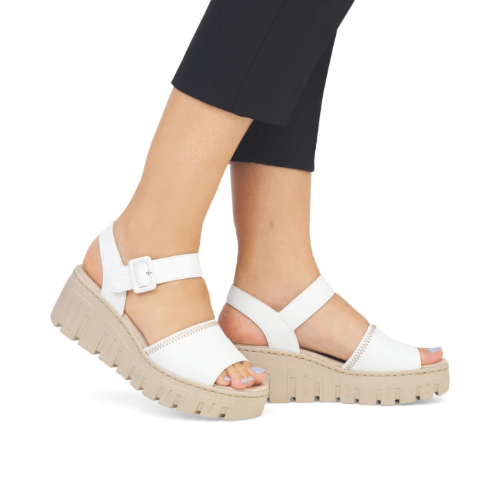 Rieker 68057-80 White Wedge Sandal