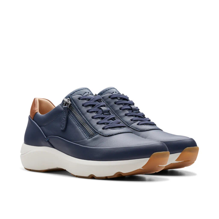 Clarks Tivoli 26176649 Zip Navy Leather Women's Sneaker