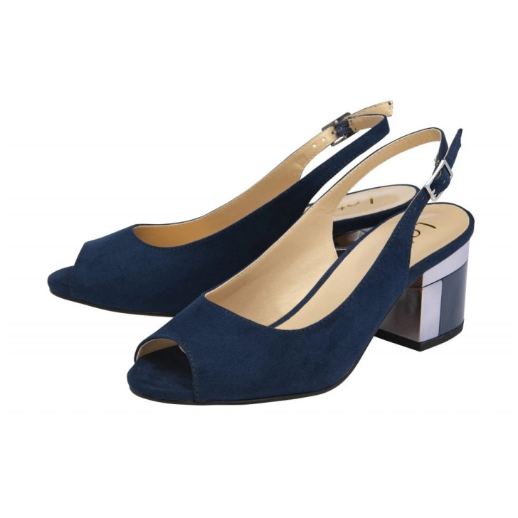 Lotus Evelyn Navy Slingback Court Shoe