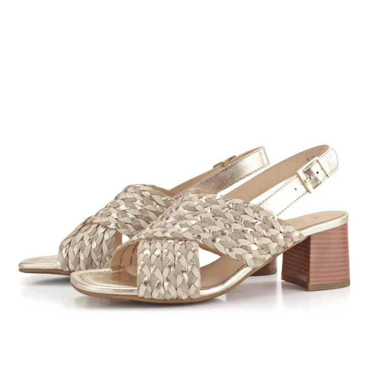 Ara Brighton 12-20501-08H Cream, Metallic & Sand Weave Wide Fit Sandal