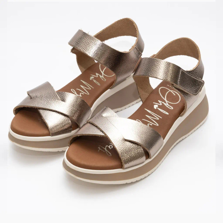 Oh My Sandals Mia Duna 5413 Pewter Low Wedge Sandal