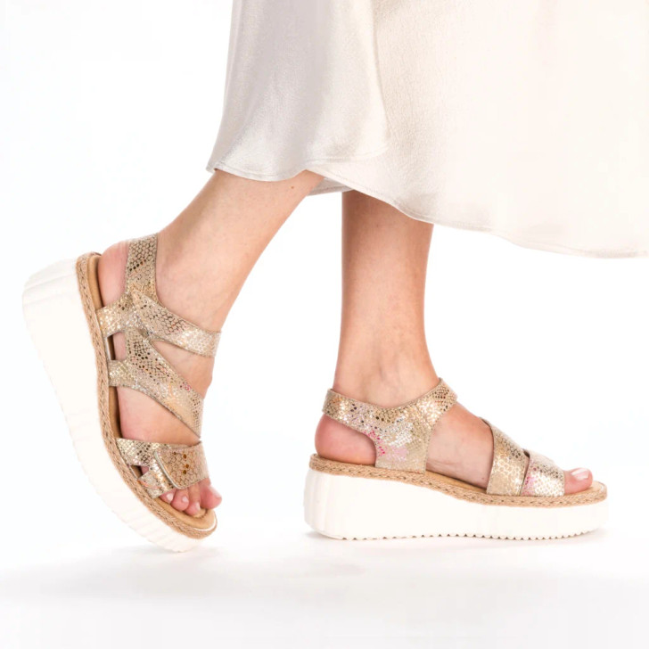 Rieker 69157-90 Gold Multi Wedge Sandal