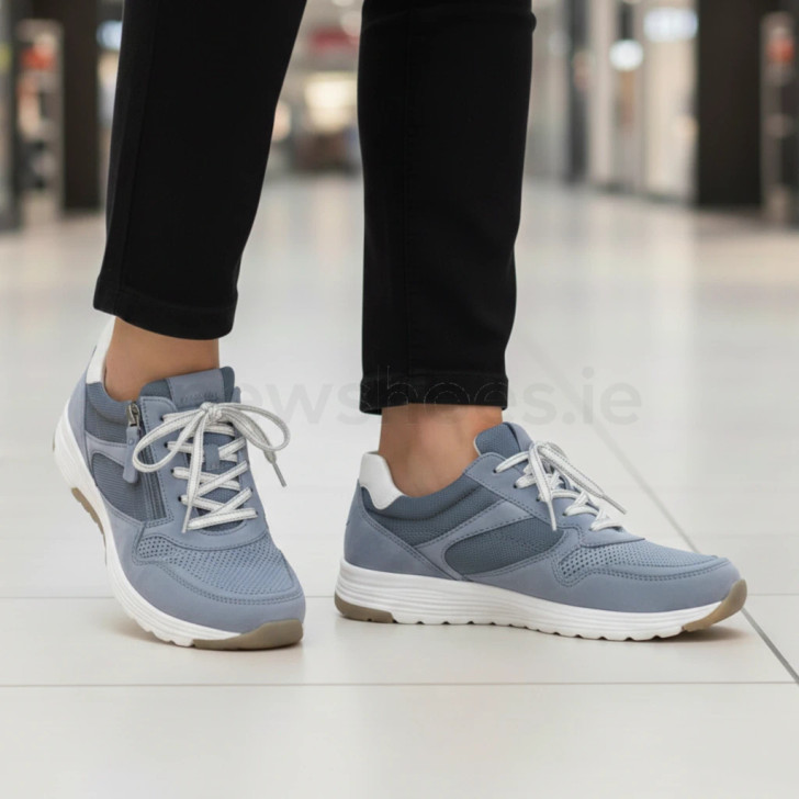 Gabor Rolling Soft 66.978.26 Blue Low Wedge Sneaker | newshoes.ie