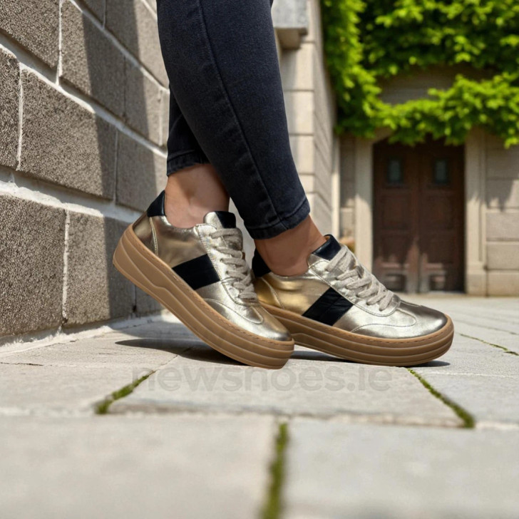 Gabor 73.350.62 Gold & Black Platform Sneaker | newshoes.ie