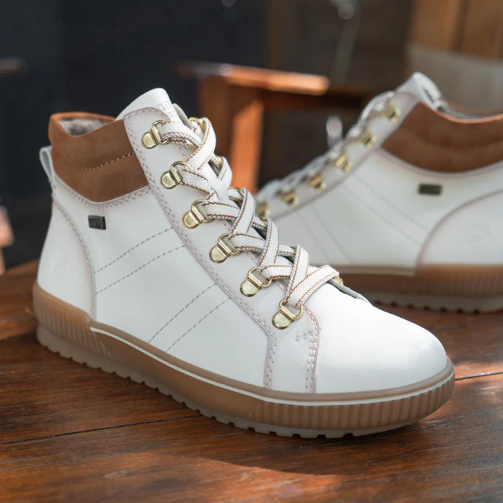 Remonte D0781-60 Cream Tex Ankle Boot | newshoes.ie