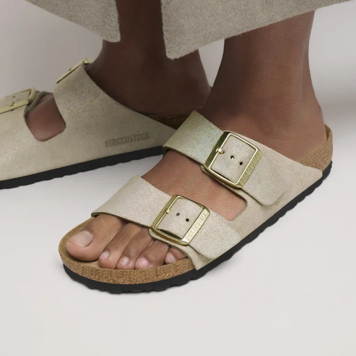Birkenstock Arizona Taupe Suede Shimmering 1030269 Double Strap Women's Sandal