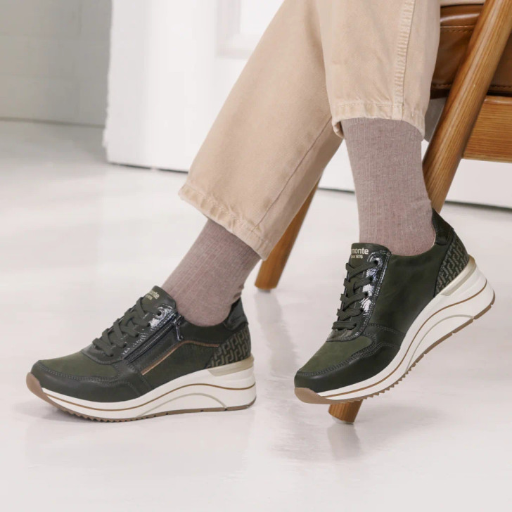 Remonte D0T16-54 Olive Comfort Fit Casual Shoe